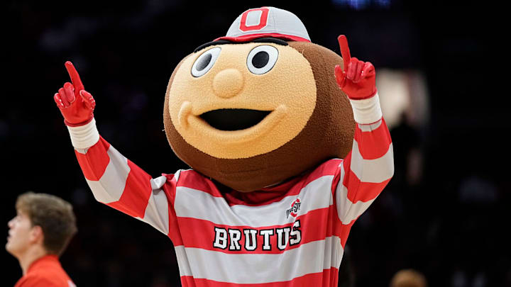 Ohio State Buckeyes mascot Brutus cheers during the second half of the NCAA men's basketball game against the Rutgers Scarlet Knights at Value City Arena in Columbus on Saturday, Dec. 7, 2024. Ohio State won 80-66. Ohio State Buckeyes mascot Brutus cheers during the second half of the NCAA men's basketball game against the Rutgers Scarlet Knights at Value City Arena in Columbus on Saturday, Dec. 7, 2024. Ohio State won 80-66.