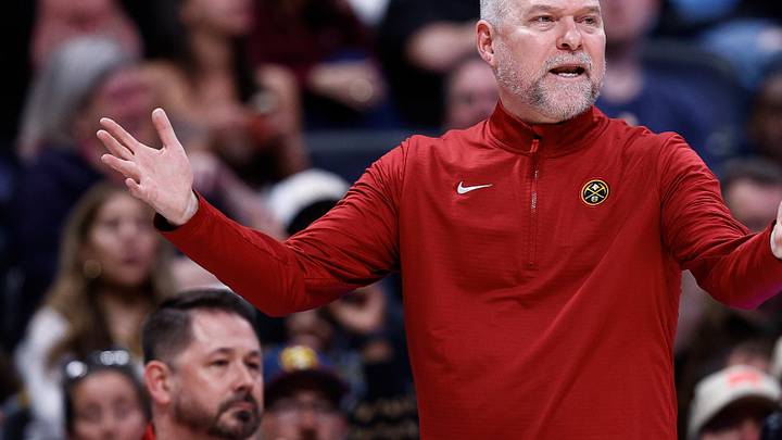 Mar 24, 2025; Denver, Colorado, USA; Denver Nuggets head coach Michael Malone gestures in the third quarter against the Chicago Bulls at Ball Arena. Mandatory Credit: Isaiah J. Downing-Imagn Images