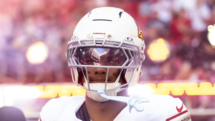Dec 21, 2025; Glendale, Arizona, USA;  Arizona Cardinals cornerback Will Johnson (0) against the Atlanta Falcons at State Farm Stadium. Mandatory Credit: Mark J. Rebilas-Imagn Images