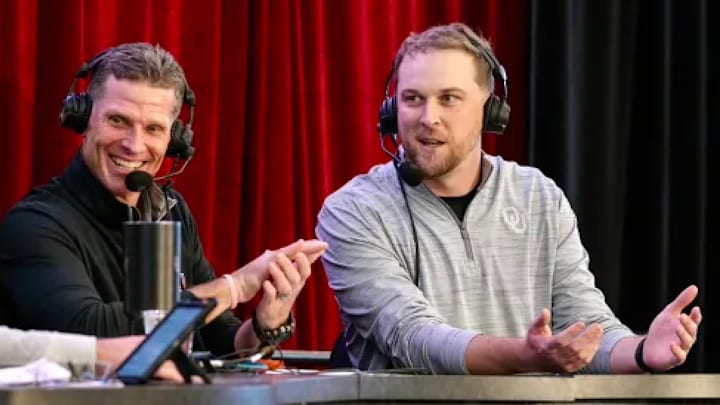 Oklahoma coach Brent Venables and offensive coordinator Ben Arbuckle.