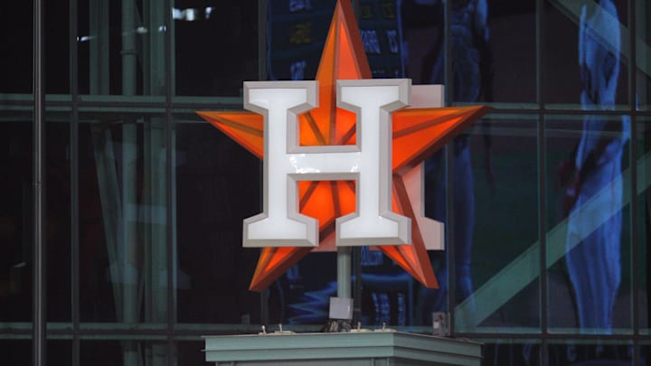 Oct 22, 2019; Houston, TX, USA; The Houston Astros logo is seen during the third inning of game one of the 2019 World Series against the Washington Nationals at Minute Maid Park. Mandatory Credit: Erik Williams-Imagn Images Oct 22, 2019; Houston, TX, USA; The Houston Astros logo is seen during the third inning of game one of the 2019 World Series against the Washington Nationals at Minute Maid Park. Mandatory Credit: Erik Williams-Imagn Images