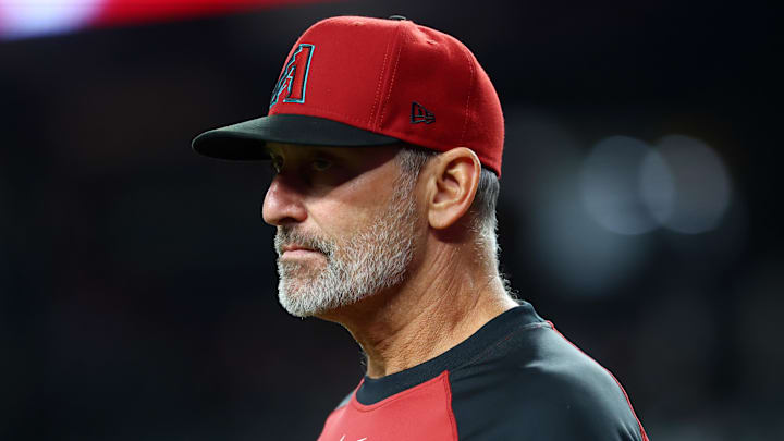 Apr 21, 2026; Phoenix, Arizona, USA; Arizona Diamondbacks manager Torey Lovullo against the Chicago White Sox at Chase Field. Mandatory Credit: Mark J. Rebilas-Imagn Images
