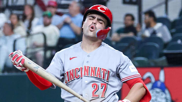 Cincinnati Reds first baseman Sal Stewart (27) reacts