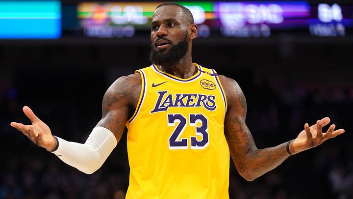 Dec 19, 2024; Sacramento, California, USA; Los Angeles Lakers forward LeBron James (23) reacts after missing a shot against the Sacramento Kings in the second quarter at the Golden 1 Center. Mandatory Credit: Cary Edmondson-Imagn Images Dec 19, 2024; Sacramento, California, USA; Los Angeles Lakers forward LeBron James (23) reacts after missing a shot against the Sacramento Kings in the second quarter at the Golden 1 Center. Mandatory Credit: Cary Edmondson-Imagn Images