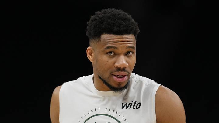 Mar 28, 2026; Milwaukee, Wisconsin, USA; Milwaukee Bucks forward Giannis Antetokounmpo (34) during warmups prior to the game against the San Antonio Spurs at Fiserv Forum. Mandatory Credit: Jeff Hanisch-Imagn Images Mar 28, 2026; Milwaukee, Wisconsin, USA; Milwaukee Bucks forward Giannis Antetokounmpo (34) during warmups prior to the game against the San Antonio Spurs at Fiserv Forum. Mandatory Credit: Jeff Hanisch-Imagn Images