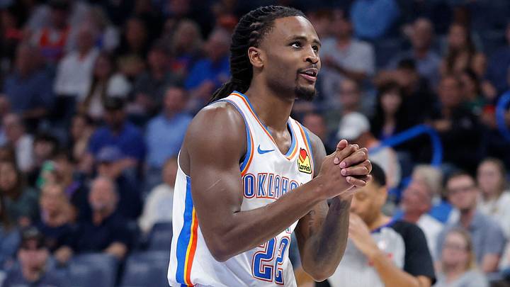 Mar 30, 2026; Oklahoma City, Oklahoma, USA; Oklahoma City Thunder guard Cason Wallace (22) reacts after a play against the Detroit Pistons during overtime at Paycom Center. Mandatory Credit: Alonzo Adams-Imagn Images Mar 30, 2026; Oklahoma City, Oklahoma, USA; Oklahoma City Thunder guard Cason Wallace (22) reacts after a play against the Detroit Pistons during overtime at Paycom Center. Mandatory Credit: Alonzo Adams-Imagn Images