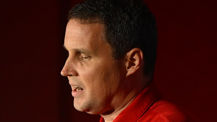 Oct 8, 2025; Charlotte, NC, USA; NC State head coach Will Wade answers questions from the media at The Hilton Charlotte Uptown. Mandatory Credit: William Howard-Imagn Images Oct 8, 2025; Charlotte, NC, USA; NC State head coach Will Wade answers questions from the media at The Hilton Charlotte Uptown. Mandatory Credit: William Howard-Imagn Images