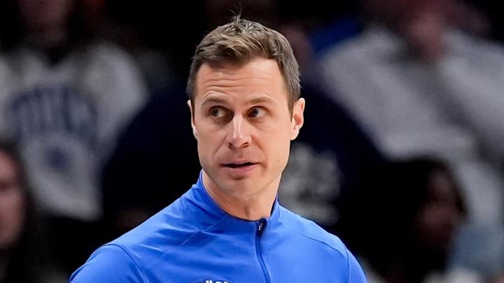 Mar 14, 2026; Charlotte, NC, USA; Duke Blue Devils head coach Jon Scheyer looks on against the Virginia Cavaliers during the men's ACC Conference Tournament Championship at Spectrum Center. Mandatory Credit: Jim Dedmon-Imagn Images Mar 14, 2026; Charlotte, NC, USA; Duke Blue Devils head coach Jon Scheyer looks on against the Virginia Cavaliers during the men's ACC Conference Tournament Championship at Spectrum Center. Mandatory Credit: Jim Dedmon-Imagn Images