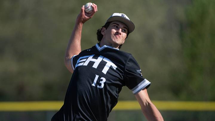 Egg Harbor Township's Cameron Flukey delivers a pitch Egg Harbor Township's Cameron Flukey delivers a pitch