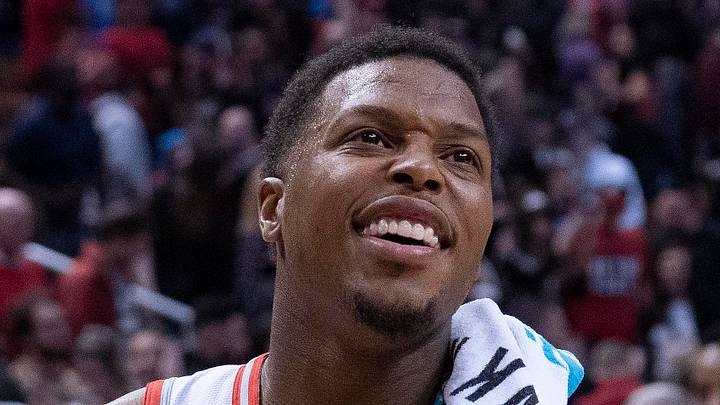 Toronto Raptors guard Kyle Lowry speaks to the media at the end of the fourth quarter against the Dallas Mavericks. Toronto Raptors guard Kyle Lowry speaks to the media at the end of the fourth quarter against the Dallas Mavericks.