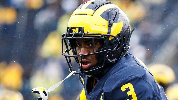 Michigan wide receiver Fredrick Moore (3) warms up before the Indiana game at Michigan Stadium in Ann Arbor on Saturday, Oct. 14, 2023. Michigan wide receiver Fredrick Moore (3) warms up before the Indiana game at Michigan Stadium in Ann Arbor on Saturday, Oct. 14, 2023.