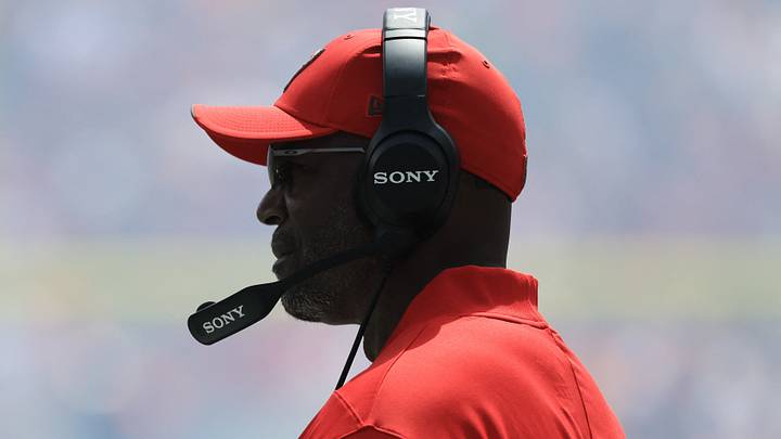 Tampa Bay Buccaneers head coach Todd Bowles looks on during the during the first quarter against the Cleveland Browns Tampa Bay Buccaneers head coach Todd Bowles looks on during the during the first quarter against the Cleveland Browns