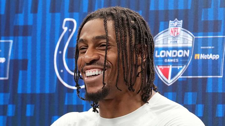 Indianapolis Colts running back Jonathan Taylor at a press conference