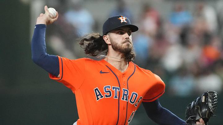 May 28, 2026; Arlington, Texas, USA; Houston Astros pitcher Spencer Arrighetti (41) throws to the plate against the Texas Rangers during the first inning at Globe Life Field. Mandatory Credit: Raymond Carlin III-Imagn Images May 28, 2026; Arlington, Texas, USA; Houston Astros pitcher Spencer Arrighetti (41) throws to the plate against the Texas Rangers during the first inning at Globe Life Field. Mandatory Credit: Raymond Carlin III-Imagn Images