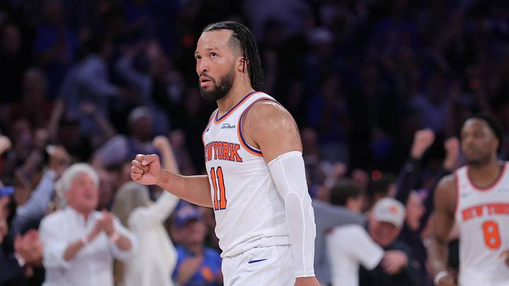 Jun 10, 2026; New York, New York, USA; New York Knicks guard Jalen Brunson (11) reacts in the fourth quarter against the San Antonio Spurs during game four of the 2026 NBA Finals at Madison Square Garden. Mandatory Credit: Brad Penner-Imagn Images Jun 10, 2026; New York, New York, USA; New York Knicks guard Jalen Brunson (11) reacts in the fourth quarter against the San Antonio Spurs during game four of the 2026 NBA Finals at Madison Square Garden. Mandatory Credit: Brad Penner-Imagn Images