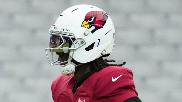 Cardinals wide receiver Marvin Harrison Jr. (18) runs after a catch during training camp at State Farm Stadium in Glendale on July 28, 2026. Cardinals wide receiver Marvin Harrison Jr. (18) runs after a catch during training camp at State Farm Stadium in Glendale on July 28, 2026.