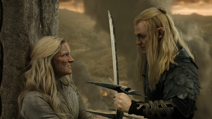 Morfydd Clark as Galadriel; Charlie Vickers as Sauron