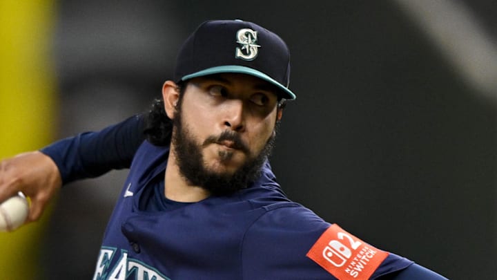 Seattle Mariners closer Andres Munoz throws during a game against the Texas Rangers on June 28 at Globe Life Field.
