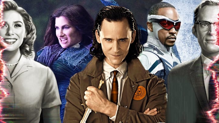 Official stills and key art from Marvel Studios' WandaVision, Agatha All Along, Loki, and The Falcon and the Winter Soldier.