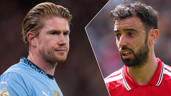 Kevin De Bruyne (left) and Bruno Fernandes have both been credited with 20 Premier League assists in a single season.