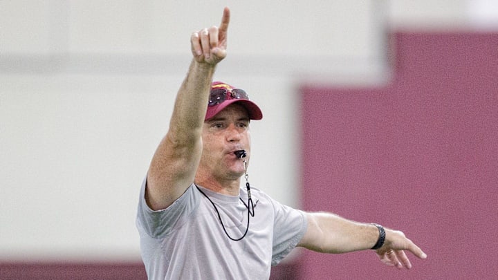 Florida State head coach Mike Norvell runs practice Wednesday, Aug. 11, 2021