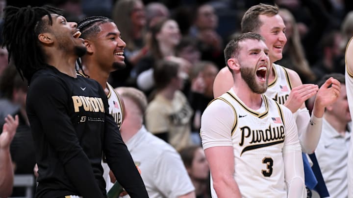 Purdue Boilermakers celebrate after a play in the Indy Classic