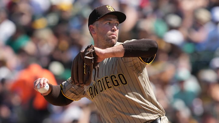 San Diego pitcher Jason Adam (40) has only allowed one run all season for a Padres bullpen that is ranked No. 1 in baseball. San Diego pitcher Jason Adam (40) has only allowed one run all season for a Padres bullpen that is ranked No. 1 in baseball.