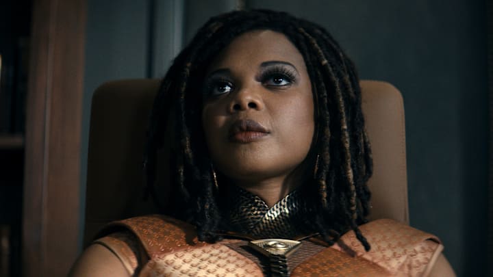 Susan Heyward (Sister Sage) in The Boys season 5. Courtesy of Prime Video.