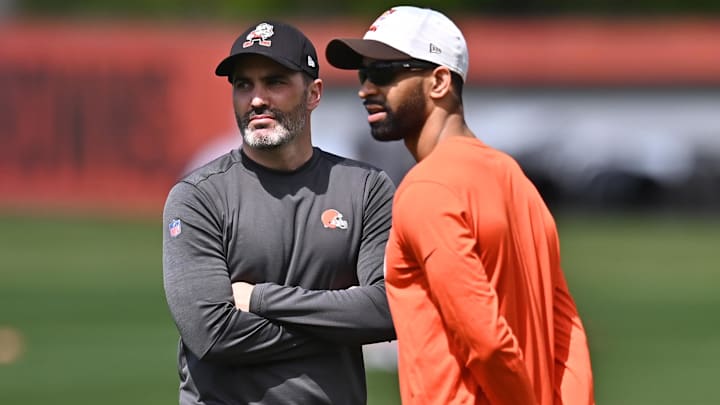 May 14, 2021; Berea, Ohio, USA; Cleveland Browns head coach Kevin Stefanski (left) watches camp with general manager Andrew Berry during rookie minicamp at the Cleveland Browns Training Facility. Mandatory Credit: Ken Blaze-Imagn Images May 14, 2021; Berea, Ohio, USA; Cleveland Browns head coach Kevin Stefanski (left) watches camp with general manager Andrew Berry during rookie minicamp at the Cleveland Browns Training Facility. Mandatory Credit: Ken Blaze-Imagn Images