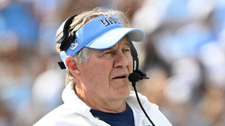 Sep 13, 2025; Chapel Hill, North Carolina, USA; North Carolina Tar Heels head coach Bill Belichick on the sidelines in the second quarter at Kenan Stadium. Mandatory Credit: Bob Donnan-Imagn Images