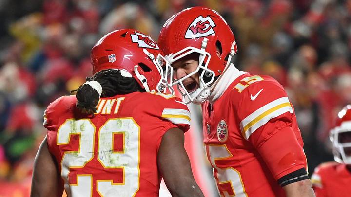 Kansas City Chiefs running back Kareem Hunt and quarterback Patrick Mahomes