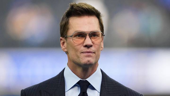 Fox broadcaster Tom Brady is seen prior to the game between the Detroit Lions and the Los Angeles Rams at SoFi Stadium.