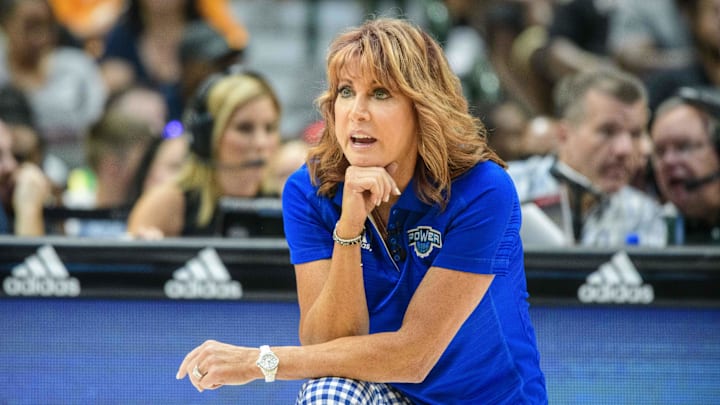 Aug 17, 2019; Dallas, TX, USA; Power head coach Nancy Lieberman during the game at the American Airlines Center. Mandatory Credit: Jerome Miron-Imagn Images