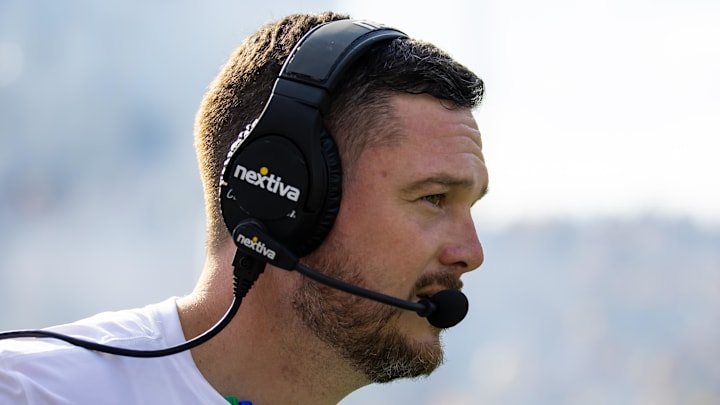 Nov 18, 2023; Tempe, Arizona, USA; Oregon Ducks head coach Dan Lanning against the Arizona State Sun Devils at Mountain America Stadium. 