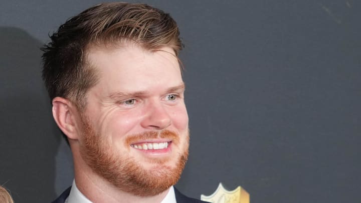 Sam Darnold on the red carpet before Super Bowl LIX NFL Honors at Saenger Theatre.