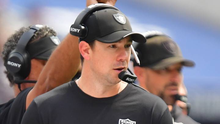 Sep 20, 2026; Inglewood, California, USA; Las Vegas Raiders head coach Klint Kubiak is seen against the Los Angeles Chargers during the first half at SoFi Stadium. Mandatory Credit: Gary A. Vasquez-Imagn Images Sep 20, 2026; Inglewood, California, USA; Las Vegas Raiders head coach Klint Kubiak is seen against the Los Angeles Chargers during the first half at SoFi Stadium. Mandatory Credit: Gary A. Vasquez-Imagn Images