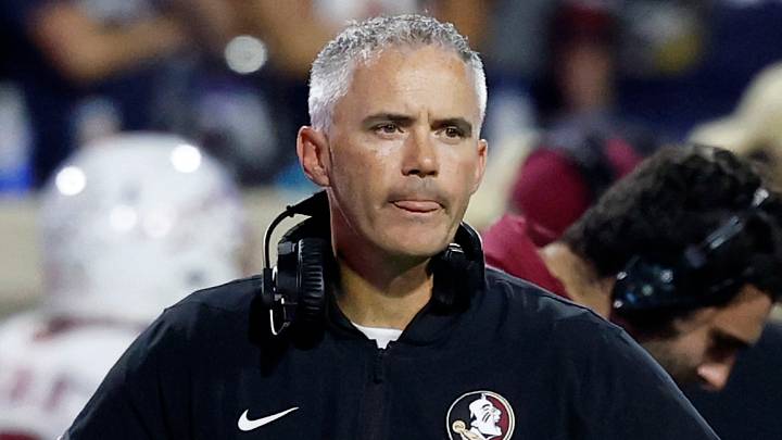 Sep 26, 2025; Charlottesville, Virginia, USA; Florida State Seminoles head coach Mike Norvell looks on during a stoppage in play against the Virginia Cavaliers at Scott Stadium. Mandatory Credit: Geoff Burke-Imagn Images Sep 26, 2025; Charlottesville, Virginia, USA; Florida State Seminoles head coach Mike Norvell looks on during a stoppage in play against the Virginia Cavaliers at Scott Stadium. Mandatory Credit: Geoff Burke-Imagn Images
