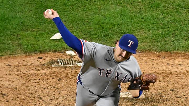 Texas Rangers pitcher Peyton Gray.  Credit: Matt Marton-Imagn Images