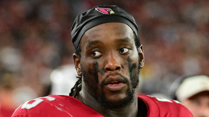 Aug 22, 2026; Glendale, Arizona, USA;  Arizona Cardinals defensive end Darius Robinson (56) looks on in the first half against the Dallas Cowboys at State Farm Stadium.  Mandatory Credit: Matt Kartozian-Imagn Images