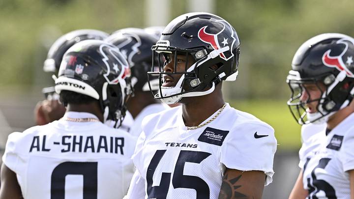 Jun 10, 2025; Houston, TX, USA; Houston Texans linebacker E.J. Speed (45) looks on during an NFL football minicamp at NRG Stadium. Mandatory Credit: Maria Lysaker-Imagn Images Jun 10, 2025; Houston, TX, USA; Houston Texans linebacker E.J. Speed (45) looks on during an NFL football minicamp at NRG Stadium. Mandatory Credit: Maria Lysaker-Imagn Images