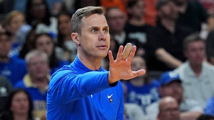 Mar 21, 2026; Greenville, SC, USA; Duke Blue Devils head coach Jon Scheyer reacts during the second half against the Texas Christian University Horned Frogs during a second round game of the men's 2026 NCAA Tournament at Bon Secours Wellness Arena. Mandatory Credit: Jim Dedmon-Imagn Images Mar 21, 2026; Greenville, SC, USA; Duke Blue Devils head coach Jon Scheyer reacts during the second half against the Texas Christian University Horned Frogs during a second round game of the men's 2026 NCAA Tournament at Bon Secours Wellness Arena. Mandatory Credit: Jim Dedmon-Imagn Images