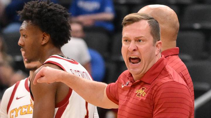 Mar 20, 2026; St. Louis, MO, USA; Iowa State Cyclones head coach T.J. Otzelberger reacts to a flagrant two foul charged to Tennessee State Tigers forward Kavien Jones (not pictured) during the second half of a first round game of the men's 2026 NCAA Tournament at Enterprise Center. Mar 20, 2026; St. Louis, MO, USA; Iowa State Cyclones head coach T.J. Otzelberger reacts to a flagrant two foul charged to Tennessee State Tigers forward Kavien Jones (not pictured) during the second half of a first round game of the men's 2026 NCAA Tournament at Enterprise Center.