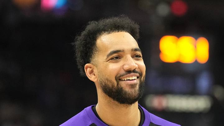 Apr 11, 2025; Sacramento, California, USA; Sacramento Kings forward Trey Lyles (41) before the game against the Los Angeles Clippers at Golden 1 Center. Mandatory Credit: Darren Yamashita-Imagn Images