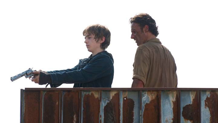 Austin Abrams as Ron and Andrew Lincoln as Rick Grimes in The Walking Dead Season 5, Episode 5