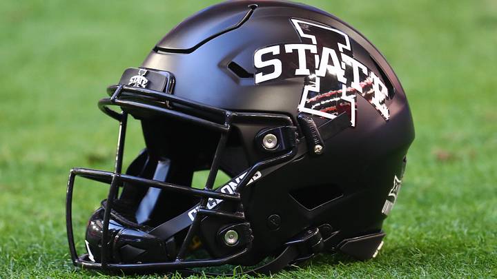 Jan 2, 2021; Glendale, AZ, USA; Detailed view of an Iowa State Cyclones helmet during the Fiesta Bowl at State Farm Stadium.