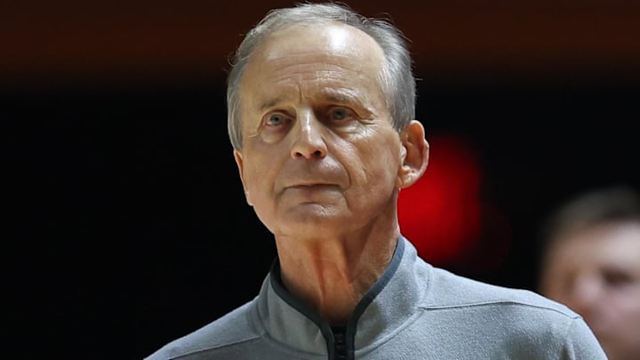 Nov 8, 2025; Knoxville, Tennessee, USA;  Tennessee Volunteers head coach Rick Barnes during the game against the Northern Kentucky Norse at Thompson-Boling Arena at Food City Center. Mandatory Credit: Randy Sartin-Imagn Images