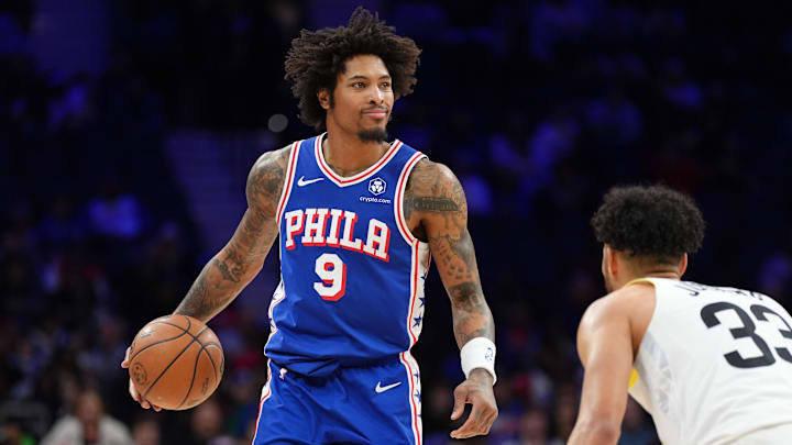 Mar 9, 2025; Philadelphia, Pennsylvania, USA; Philadelphia 76ers guard Kelly Oubre Jr (9) controls the ball against the Utah Jazz in the first quarter at Wells Fargo Center. Mandatory Credit: Kyle Ross-Imagn Images Mar 9, 2025; Philadelphia, Pennsylvania, USA; Philadelphia 76ers guard Kelly Oubre Jr (9) controls the ball against the Utah Jazz in the first quarter at Wells Fargo Center. Mandatory Credit: Kyle Ross-Imagn Images