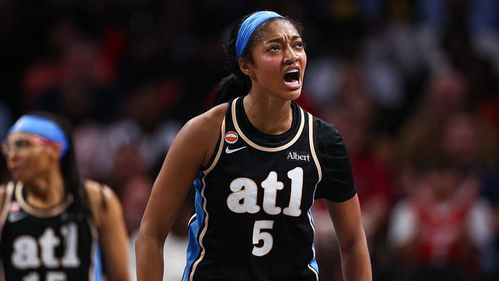 Aug 16, 2026; Atlanta, Georgia, USA; Atlanta Dream forward Angel Reese (5) reacts against the Indiana Fever during the third quarter at State Farm Arena. Mandatory Credit: Colin Hubbard-Imagn Images Aug 16, 2026; Atlanta, Georgia, USA; Atlanta Dream forward Angel Reese (5) reacts against the Indiana Fever during the third quarter at State Farm Arena. Mandatory Credit: Colin Hubbard-Imagn Images