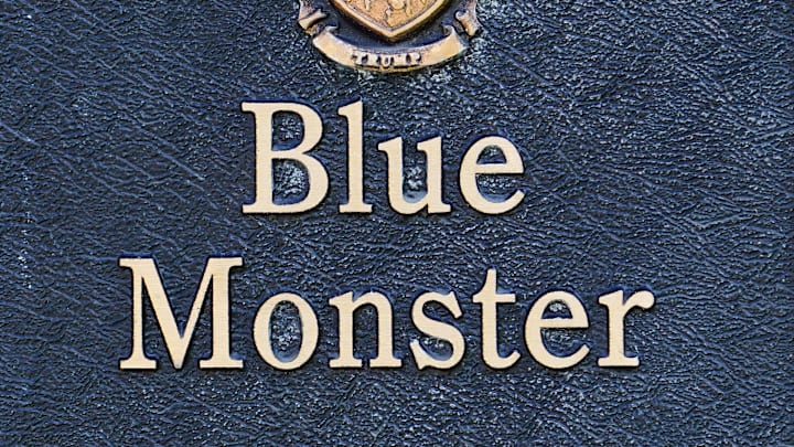 Sign for the Blue Monster 10th hole at Trump National Doral