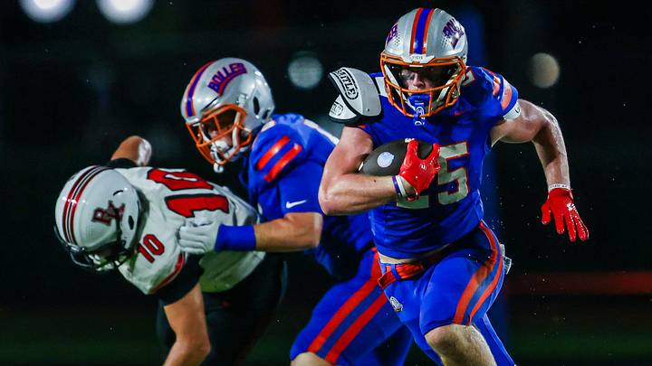 Bolles running back Xander Edwards (25) finds a hole in the first quarter in a game against Bishop Kenny on Sept 11, 2026. Bolles won 35-13 and is ranked No. 24 in this week's High School On SI Florida Football Top 25. Bolles running back Xander Edwards (25) finds a hole in the first quarter in a game against Bishop Kenny on Sept 11, 2026. Bolles won 35-13 and is ranked No. 24 in this week's High School On SI Florida Football Top 25.